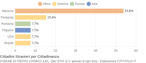 Grafico cittadinanza stranieri - Treppo Carnico 2006