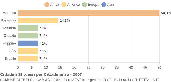 Grafico cittadinanza stranieri - Treppo Carnico 2007