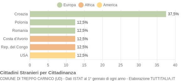 Grafico cittadinanza stranieri - Treppo Carnico 2014