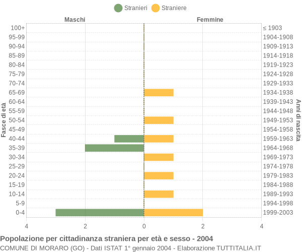 Grafico cittadini stranieri - Moraro 2004