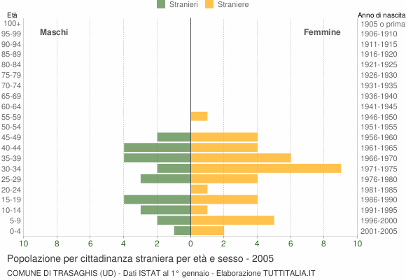 Grafico cittadini stranieri - Trasaghis 2005