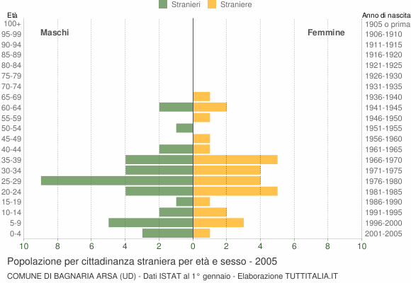 Grafico cittadini stranieri - Bagnaria Arsa 2005