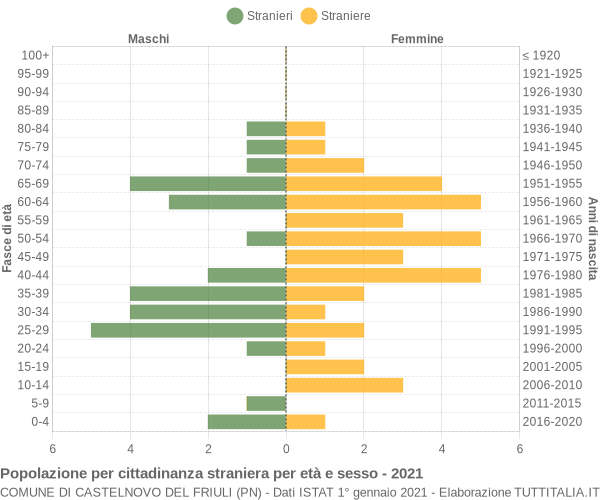 Grafico cittadini stranieri - Castelnovo del Friuli 2021