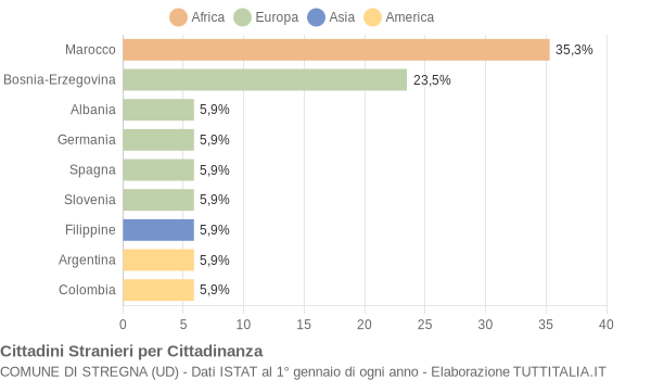 Grafico cittadinanza stranieri - Stregna 2008