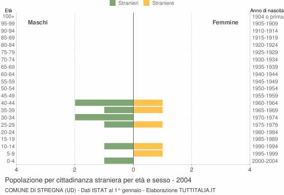 Grafico cittadini stranieri - Stregna 2004