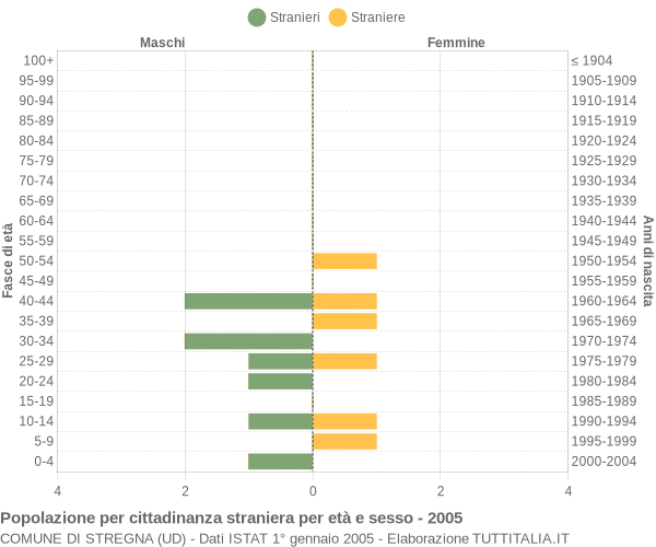Grafico cittadini stranieri - Stregna 2005