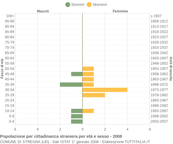 Grafico cittadini stranieri - Stregna 2008