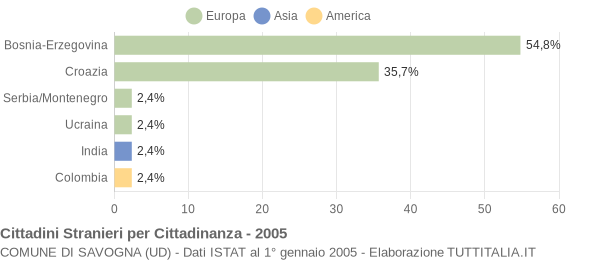 Grafico cittadinanza stranieri - Savogna 2005