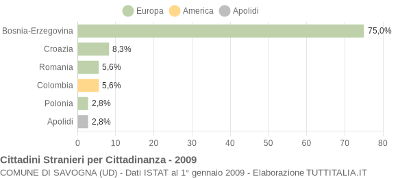 Grafico cittadinanza stranieri - Savogna 2009