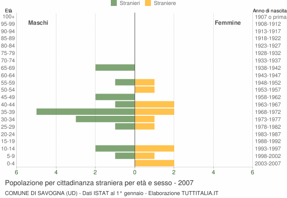 Grafico cittadini stranieri - Savogna 2007