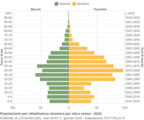 Grafico cittadini stranieri - Latisana 2016