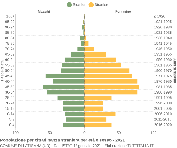 Grafico cittadini stranieri - Latisana 2021