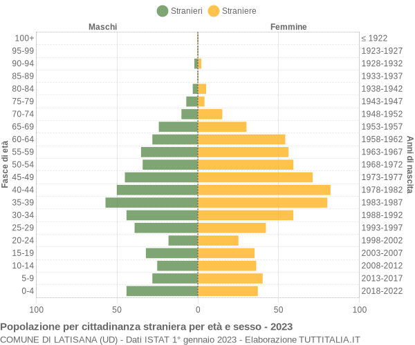 Grafico cittadini stranieri - Latisana 2023