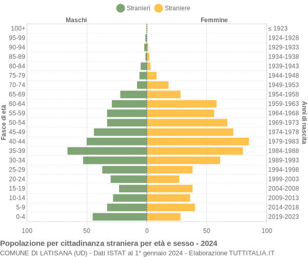 Grafico cittadini stranieri - Latisana 2024