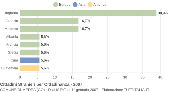 Grafico cittadinanza stranieri - Medea 2007