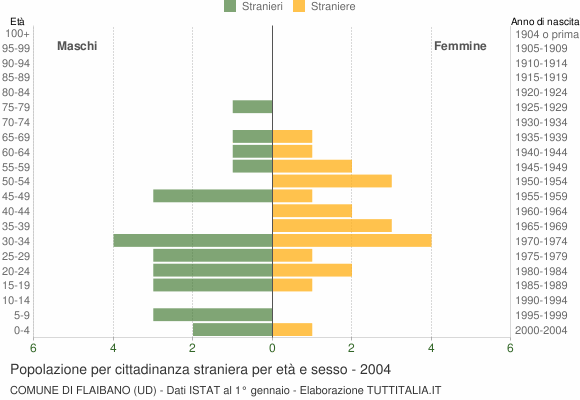 Grafico cittadini stranieri - Flaibano 2004