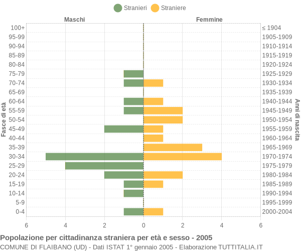 Grafico cittadini stranieri - Flaibano 2005