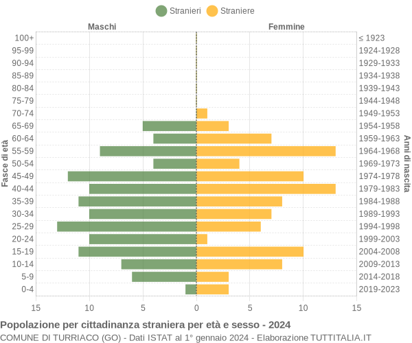 Grafico cittadini stranieri - Turriaco 2024