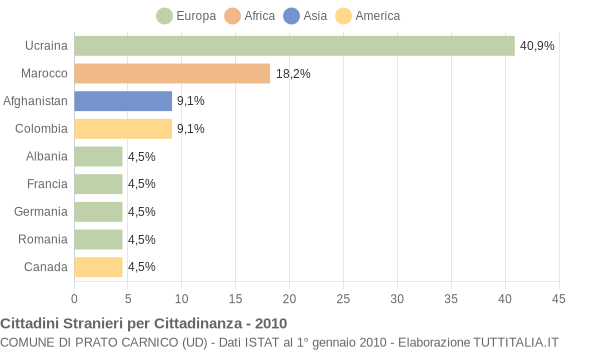 Grafico cittadinanza stranieri - Prato Carnico 2010