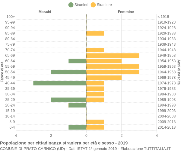 Grafico cittadini stranieri - Prato Carnico 2019