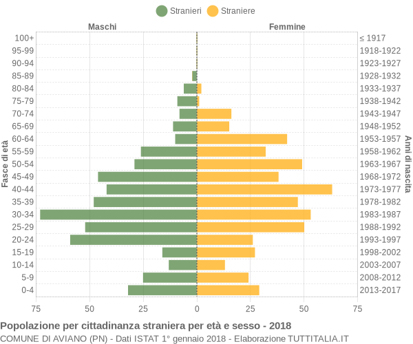 Grafico cittadini stranieri - Aviano 2018