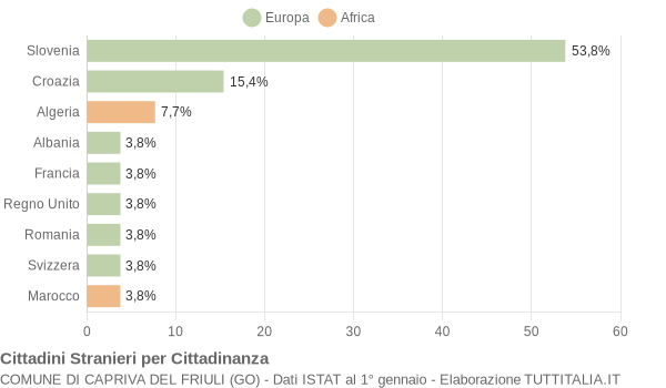 Grafico cittadinanza stranieri - Capriva del Friuli 2004