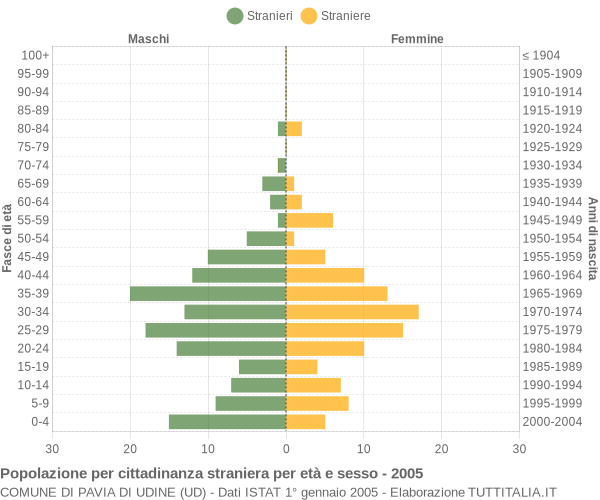 Grafico cittadini stranieri - Pavia di Udine 2005
