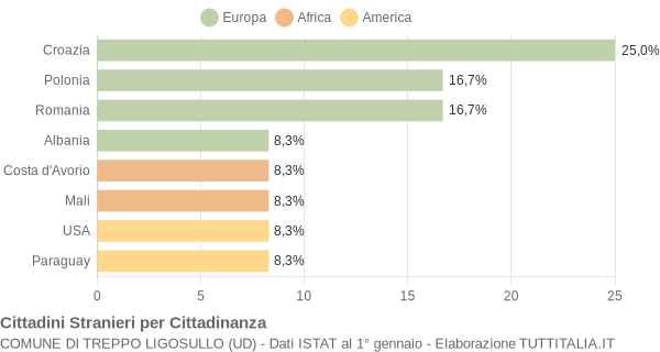 Grafico cittadinanza stranieri - Treppo Ligosullo 2019