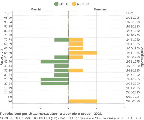 Grafico cittadini stranieri - Treppo Ligosullo 2021