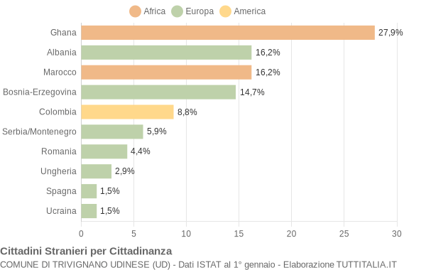 Grafico cittadinanza stranieri - Trivignano Udinese 2004