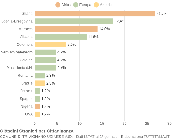 Grafico cittadinanza stranieri - Trivignano Udinese 2007