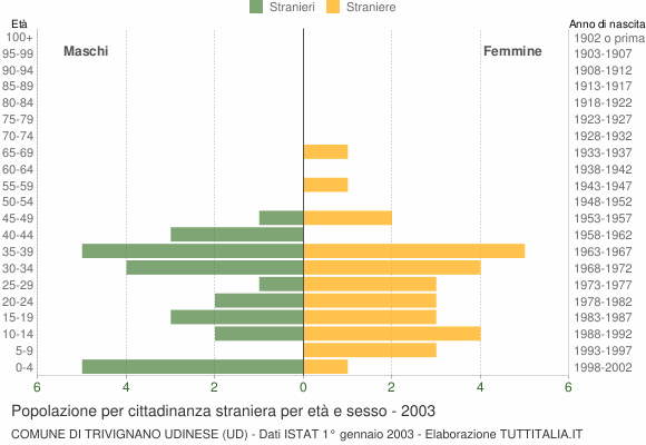 Grafico cittadini stranieri - Trivignano Udinese 2003