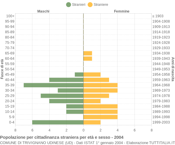 Grafico cittadini stranieri - Trivignano Udinese 2004