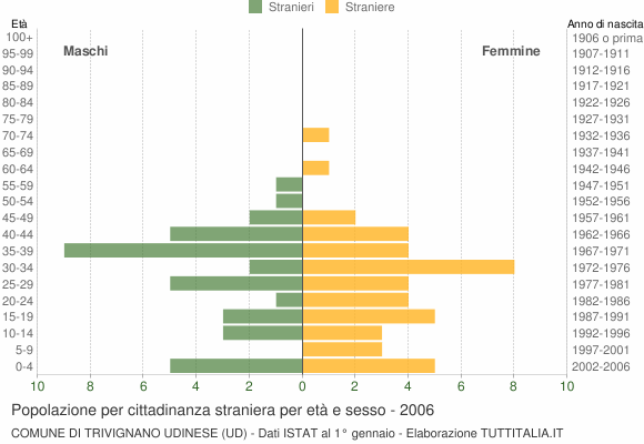 Grafico cittadini stranieri - Trivignano Udinese 2006