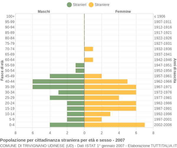 Grafico cittadini stranieri - Trivignano Udinese 2007