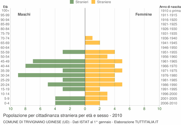 Grafico cittadini stranieri - Trivignano Udinese 2010