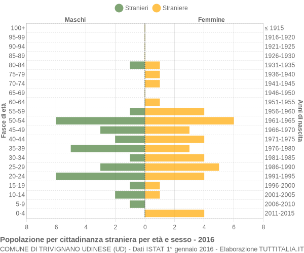 Grafico cittadini stranieri - Trivignano Udinese 2016