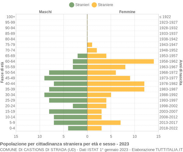 Grafico cittadini stranieri - Castions di Strada 2023