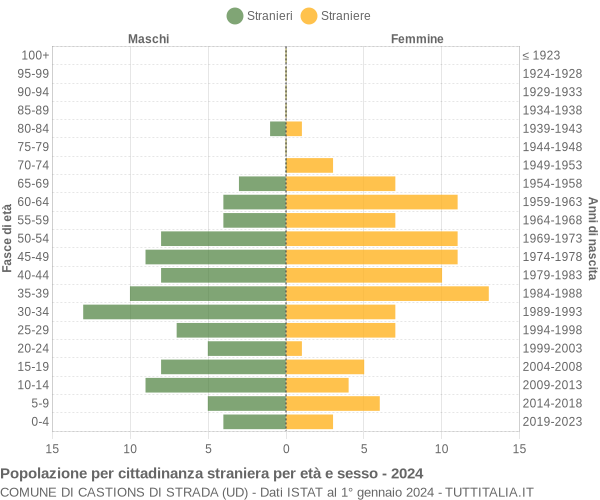 Grafico cittadini stranieri - Castions di Strada 2024