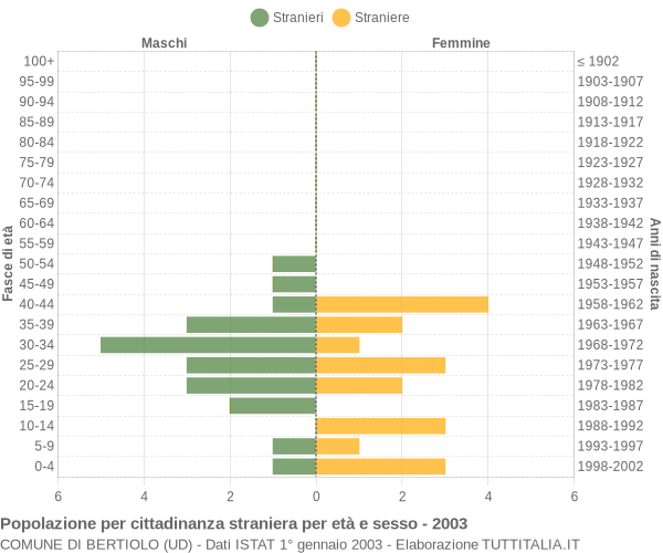 Grafico cittadini stranieri - Bertiolo 2003