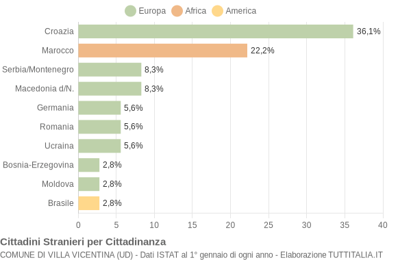 Grafico cittadinanza stranieri - Villa Vicentina 2007