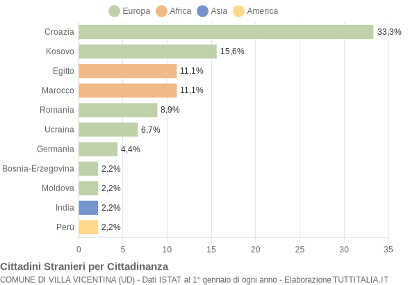 Grafico cittadinanza stranieri - Villa Vicentina 2014