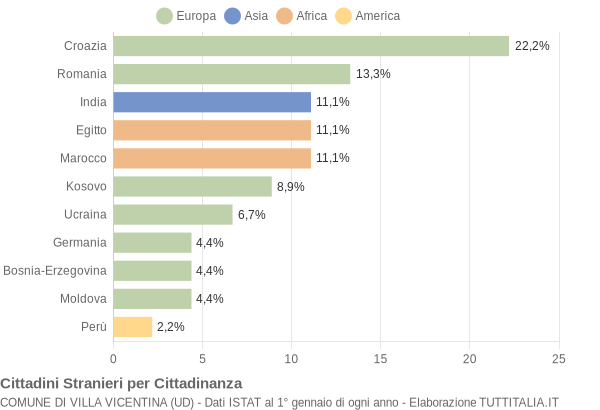 Grafico cittadinanza stranieri - Villa Vicentina 2015