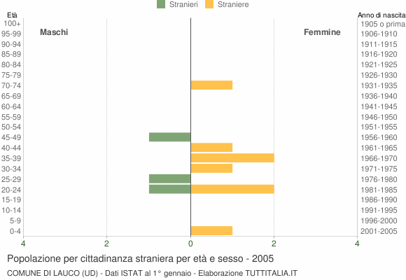 Grafico cittadini stranieri - Lauco 2005