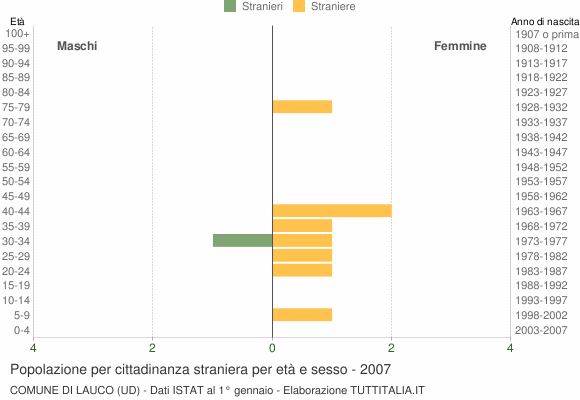 Grafico cittadini stranieri - Lauco 2007