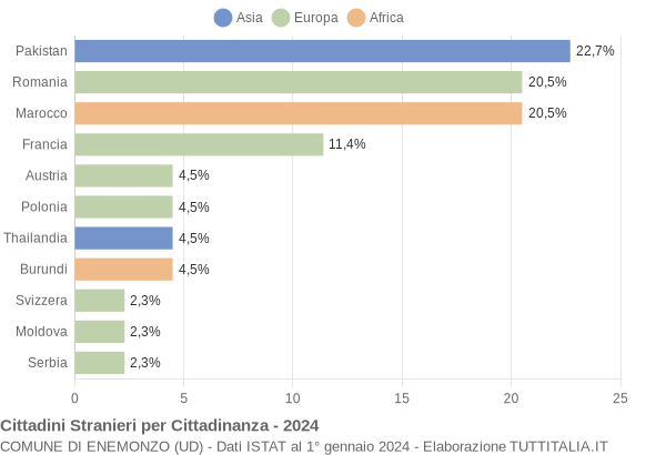 Grafico cittadinanza stranieri - Enemonzo 2024