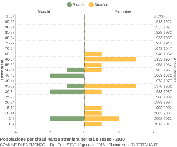 Grafico cittadini stranieri - Enemonzo 2018