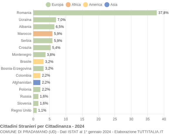 Grafico cittadinanza stranieri - Pradamano 2024