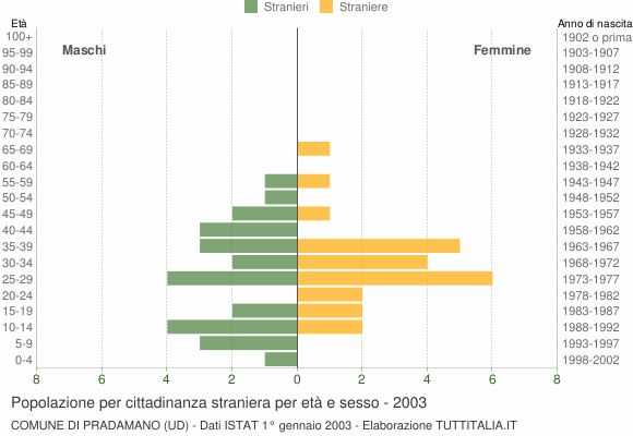 Grafico cittadini stranieri - Pradamano 2003