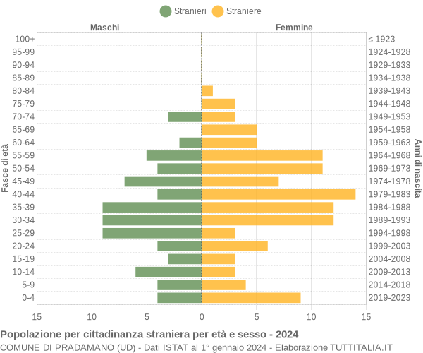 Grafico cittadini stranieri - Pradamano 2024
